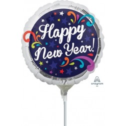 4" Happy New Year Swirls