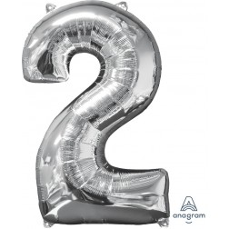 Anagram Mid-Size Shape Number "2" Silver 26 Inch