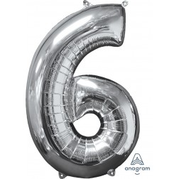 Anagram Mid-Size Shape Number "6" Silver 26 Inch