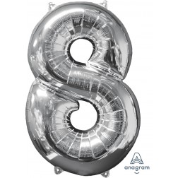 Anagram Mid-Size Shape Number "8" Silver 26 Inch