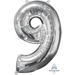 Anagram Mid-Size Shape Number "9" Silver 26 Inch