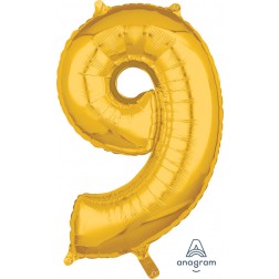 Anagram Mid-Size Shape Number "9" Gold 26 Inch