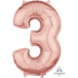Anagram Mid-Size Shape Number "3" Rose Gold 26 inch