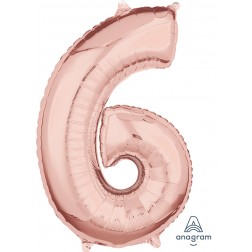 Anagram Mid-Size Shape Number "6" Rose Gold 26 inch