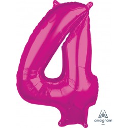 Anagram Mid-Size Shape Number "4" Pink 26 inch