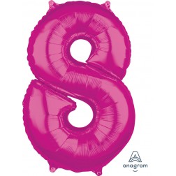 Anagram Mid-Size Shape Number "8" Pink 26 inch