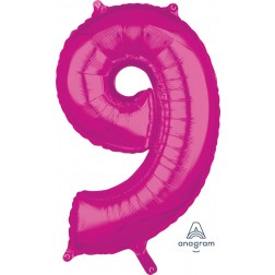 Anagram Mid-Size Shape Number "9" Pink 26 inch