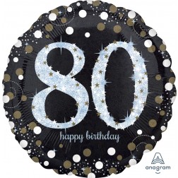 Jumbo Holographic Sparkling Birthday 80