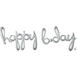 Script Phrase "Happy Bday" Silver