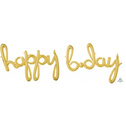 Script Phrase "Happy Bday" Gold