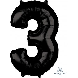 Anagram Mid-Size Shape Number "3" Black 26 inch