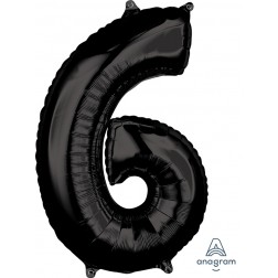 Anagram Mid-Size Shape Number "6" Black 26 inch