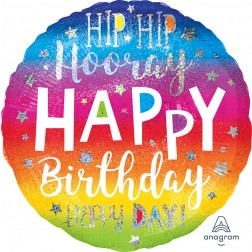 Standard Holographic Hip Hip Hooray Birthday