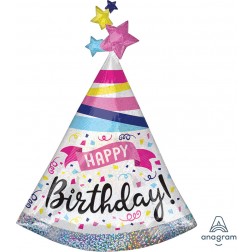 SuperShape Holographic Happy Birthday Sparkle Banner