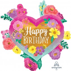 SuperShape Happy Birthday Painted Flowers