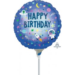 9" Iridescent Happy Birthday Outer Space