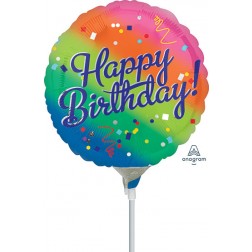 9" Happy Birthday Fancy Type Rainbow