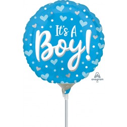 9" It's A Boy Hearts & Dots