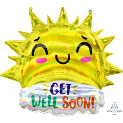 SuperShape Holographic Iridescent Get Well Happy Sun 