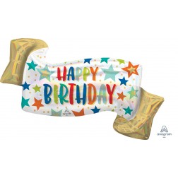 SuperShape Holographic Iridescent Birthday Banner 