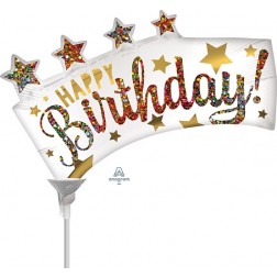 Mini Shape Satin HBD Glitter Banner