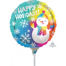 9" Happy Holidays Satin Snowman