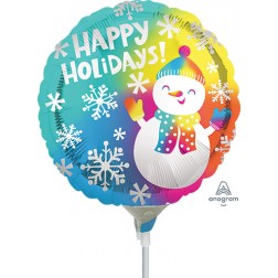 4" Happy Holidays Satin Snowman