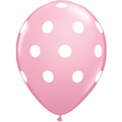 11" Big Polka Dots Pink with White Ink 50Ct