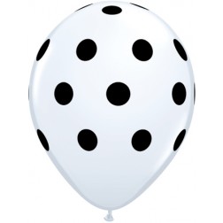 11" Big Polka Dots White with Black Ink 50Ct