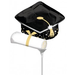 MiniShape Black Grad Cap & White Diploma