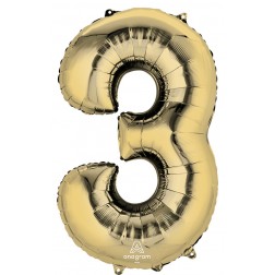 SuperShape Numbers: 3 White Gold