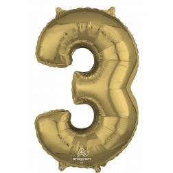 MidSize Number 3 White Gold