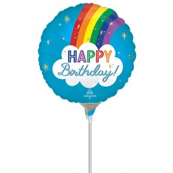 9" Satin Happy Birthday Rainbow