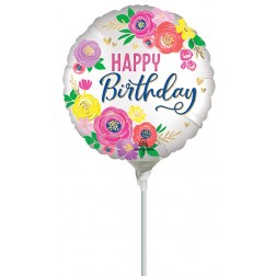 9" Satin Artful Floral Bday