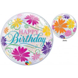 22" Birthday Flowers & Filigree Bubble