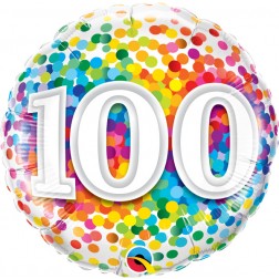 18" 100 Rainbow Confetti
