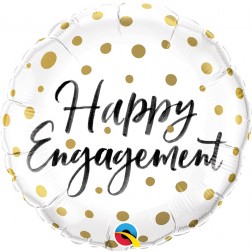 18" Happy Engagement Gold Dots