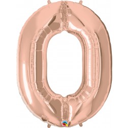 Qualatex Shape 34" Rose Gold Number 0 (pkgd) 
