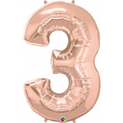 Qualatex Shape 34" Rose Gold Number 3 (pkgd) 