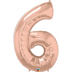 Qualatex Shape 34" Rose Gold Number 6 (pkgd) 