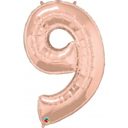 Qualatex Shape 34" Rose Gold Number 9 (pkgd) 