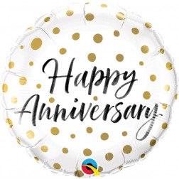 18" Happy Anniversary Gold Dots (pkgd)