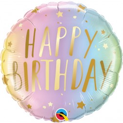 18" Birthday Pastel Ombre & Stars (pkgd)