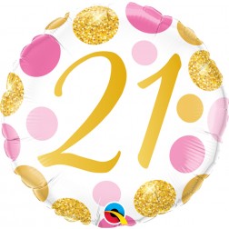 18" 21 Pink & Gold Dots 