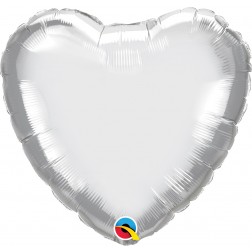 18" Chrome Silver Heart 