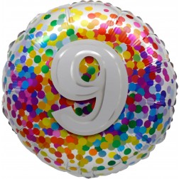 18" 9 Rainbow Confetti Balloon Airise
