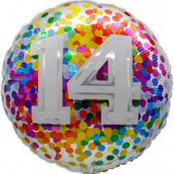 18" 14 Rainbow Confetti Balloon Airise