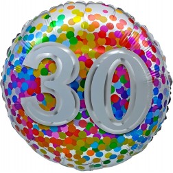 18" 30 Rainbow Confetti Balloon Airise