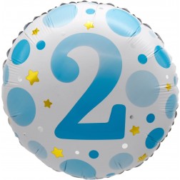 18" Age 2 Blue Dots Balloon Airise