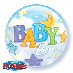 22" Baby Boy Moon & Stars Single Bubble